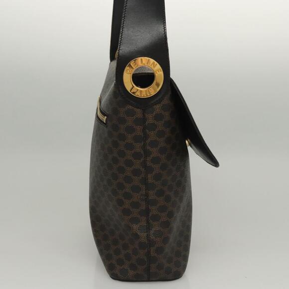 CELINE Macadam Canvas Shoulder Bag Pvc Leather Black Gold - Picture 5 of 12